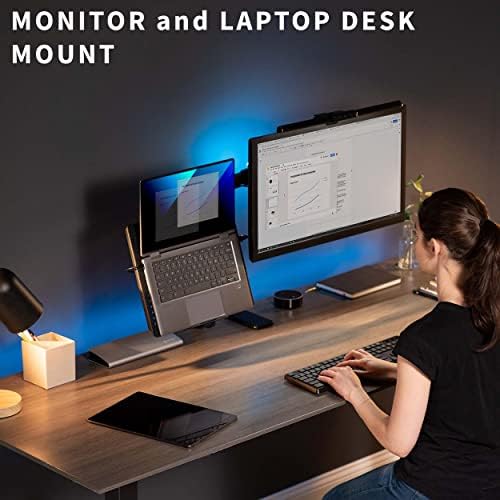 VIVO Black Fully Adjustable 13 to 32 inch Single Computer Monitor and Laptop Desk Mount Combo, Stand with Grommet Option, Fits up to 17 inch Laptops (STAND-V002C) - Image 2