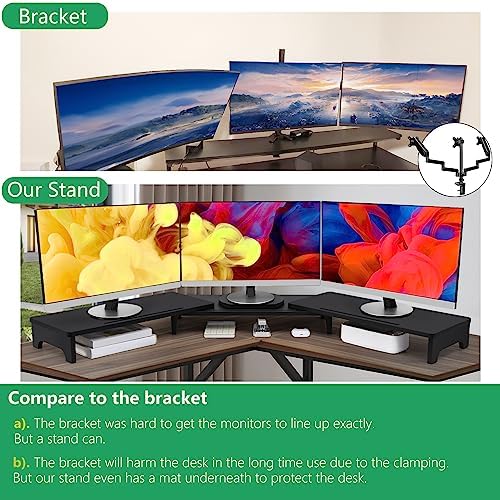 Nnewvante Monitor Stand Riser, 60 inch Bamboo Triple Monitor Stand for Desk - Image 4