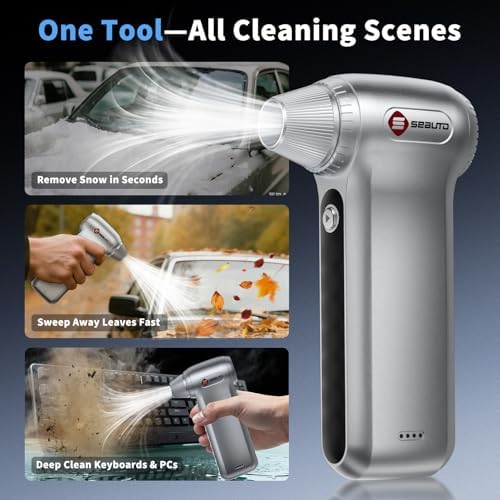 Electric Air Duster 200000RPM Brushless Motor, Cordless Compressed Air Blower with 4 Nozzles & 2 Brushes, 85m/s Powerful Rechargeable Cleaner for PC, Car, Keyboard & Electronics (Silver) - Image 6