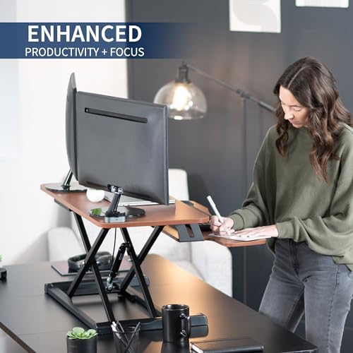 VIVO Dark Walnut 36 in Standing Desk Converter, DESK-V036KA - Image 4