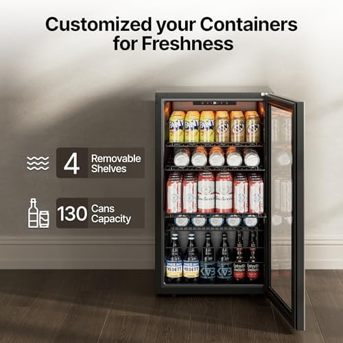 Ca'Lefort 130 Cans Mini Fridge, Beverage Refrigerator Cooler for Drink/Beer - Image 5
