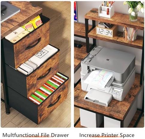 EnHomee71 L Shaped Computer Desk with Drawers,Printer Shelf for Home Office - Image 5