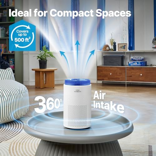 COWAY Air Purifier for Bedroom up to 500 ft², HEPA and Deodorization Filter for Smoke, Allergies, Pet Dander, AQI Monitor, Auto Mode, Filter Indicator, Night Light, 2yr Warranty, Airmega 50 White - Image 2