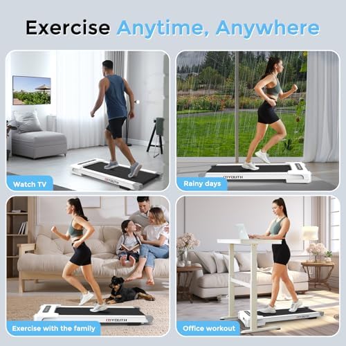 GOYOUTH Walking Pad Treadmill, Under Desk Treadmill for Home Office, Wide Belt Compact Treadmills 300 lbs Capacity, 2.25HP Shock-Absorbing Walking Jogging Running Machine Remote Included - Image 7