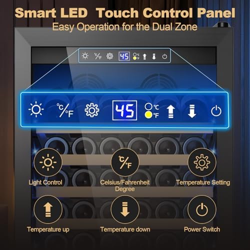 Upgraded 190 Bottles Wine Cooler Refrigerator,24 Inch Wide Wine Fridge with Professional Temperature Control System,Freestanding or Built-in installation, Quiet Operation,Black - Image 4