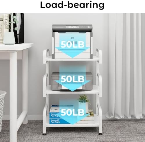 Natwind Stylish 3 Tier Printer Stand, Office Desk Side Storage Shelf ,White - Image 4