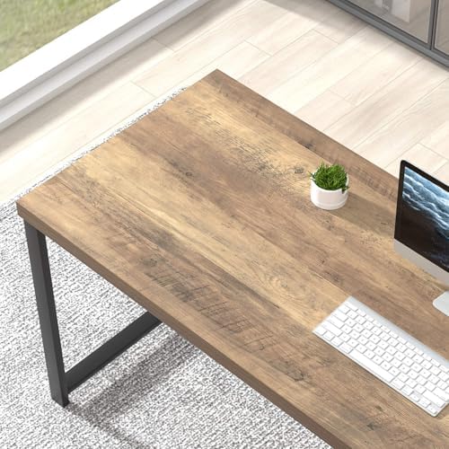 FOLUBAN Computer Desk, Modern Home Office Desk with Storage Shelves, Writing Study Gaming Table for Living Room Bedroom, Rustic Oak, 53 Inch - Image 4