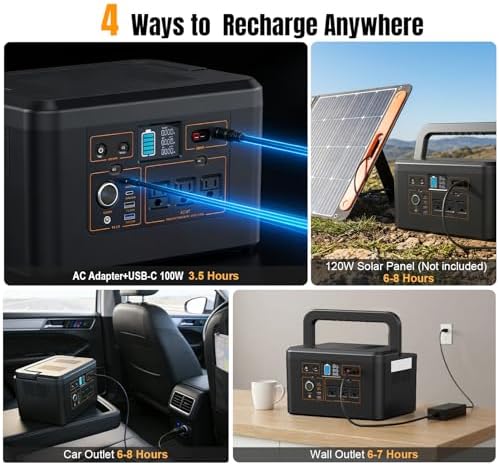Portable Power Station 650W (1200W Peak), 576Wh Solar Generator - Image 5