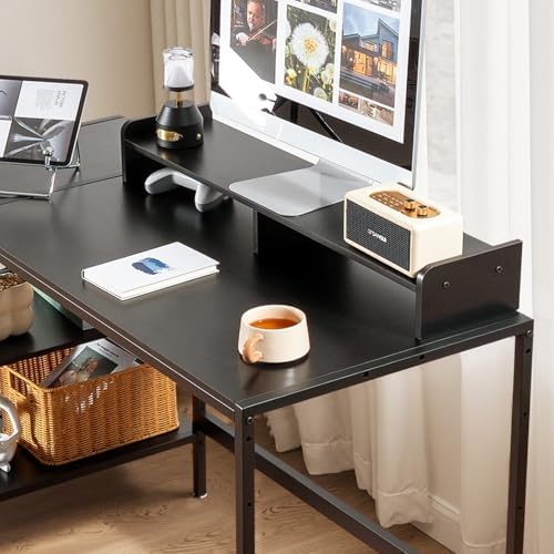 MINOSYS 47-inch Computer Desk with Storage Shelf - Your Ideal Black Gaming Desk for Bedrooms, Small Spaces, and Home Offices. This Modern Writing Desk is Perfectly Suited for PCs. - Image 6