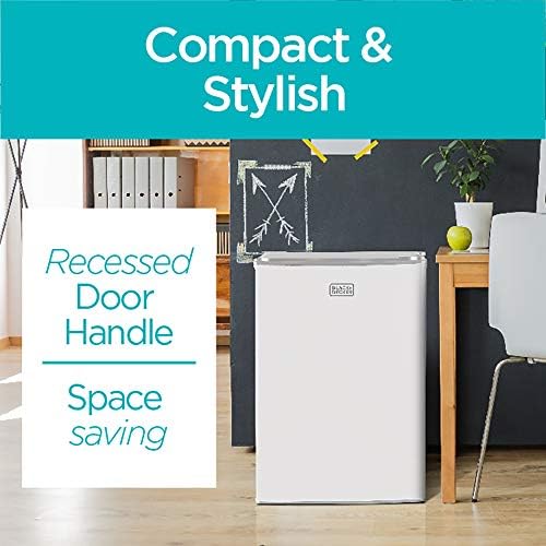 BLACK+DECKER BCRK25W Compact Refrigerator Energy Star Single Door Mini Fridge with Freezer, 2.5 Cubic Ft., White & EM720CB7 Digital Microwave Oven with Turntable Push-Button Door, Child Safety Lock - Image 4