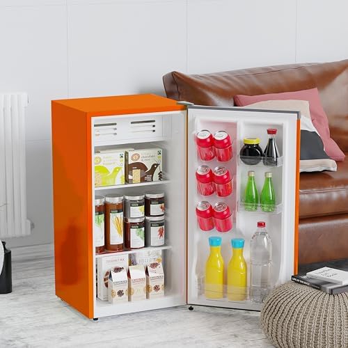 ARCTIC CHEF Mini Refrigerator-Freezer Compartment-Adjustable Thermostat Control-Reversible Doors-Ideal for Dorm, Office, RV, Garage, Apartment-ORANGE, 3.2 CU.FT - Image 3