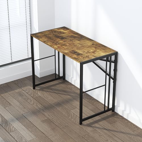 Lutown-Teen 40 inch Folding Computer Desk, Rustic Brown - Image 7