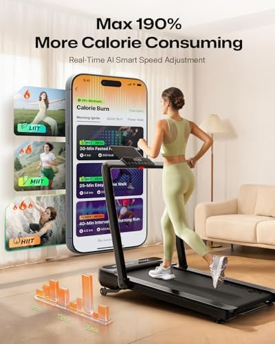 UREVO Strol 2E Smart 2-in-1 Folding Treadmill, Compact Walking Pad with Safety Handle, Plug and Play, Standing Desk Treadmill with Dual LED Display, Smart APP, Walking or Running for Home - Image 4
