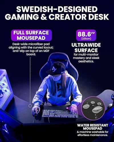 Arozzi Arena Angelo Gaming Desk Gun Metal - Image 3
