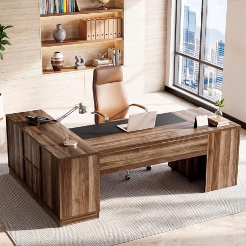 Tribesigns 78.7-Inch L-Shaped Executive Desk with Mobile File Cabinet - Image 3