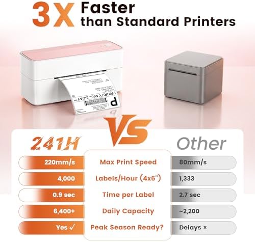 Phomemo High-Speed Thermal Label Printer, 241H Label Printer & 20Pcs Labels - Image 2