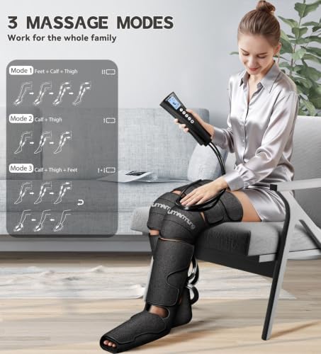 UMARMUNG Air Compression Leg Massager with Heat, Gifts for Men, Dad, Husband, Women, Mom, Wife, Her, Presents for Christmas, Mothers Day, Birthday, Valentine's Day, Works for Foot, Calf, Knee, Thighs - Image 6