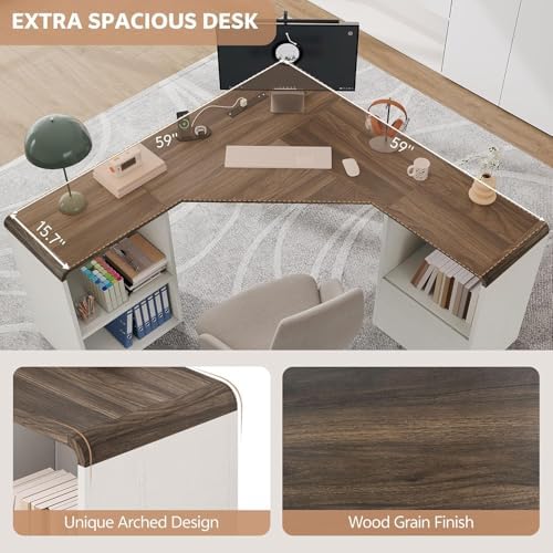 59'' Reversible L-Shaped Computer Desk, White - Image 3