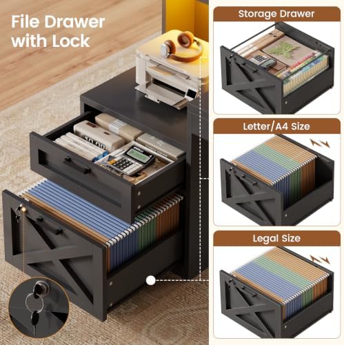 SEDETA 65"x59" L Shaped Gaming Desk with Lock Drawers Storage for Office - Image 4