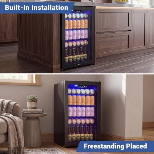 20" Beverage Refrigerator, 3.4 Cu. Ft. Drink Cooler with Glass Door Black - Image 7