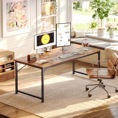 PRAISUN 63 Inch Computer Desk, Office Desk, Spacious Desktop, Rustic Brown - Image 2