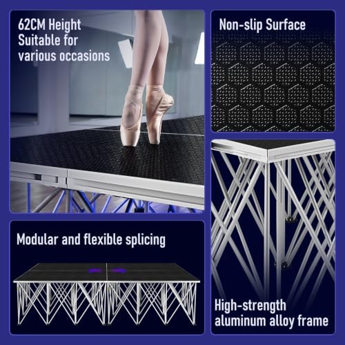 4x4 ft Foldable Stage Platform, 24" Modular Portable Riser - Image 4