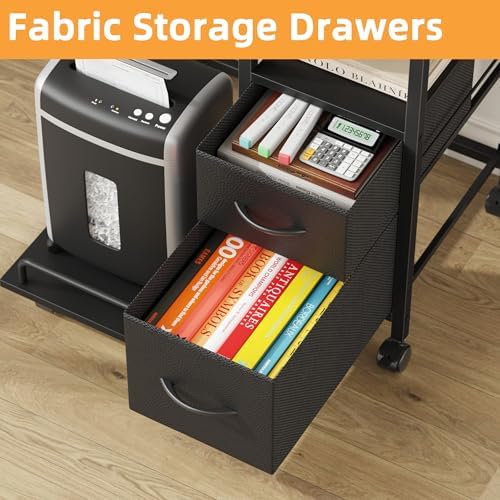 YAOHUOO Printer Stand with Power Outlet/Drawers, Printer and Shredder Stand - Image 4