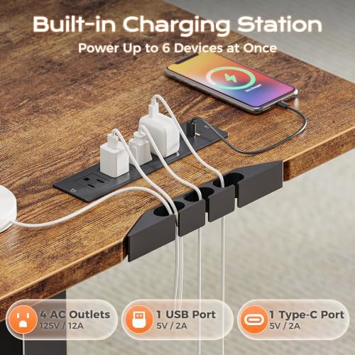 Huuger 63 x 55 Inch L Shaped Standing Desk with Power Outlets - Image 5