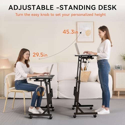 Oransail Small Standing Desk with Wheels, 29.5-45.3 Inch Adjustable Height - Image 4