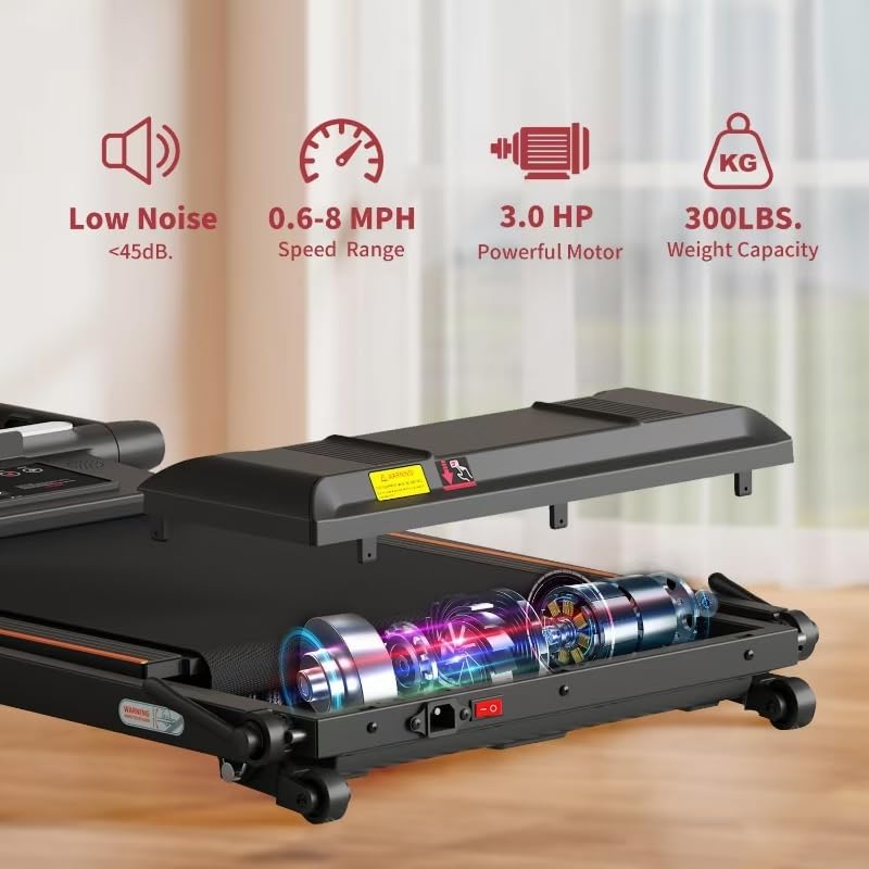 Foldable 4 in 1 Treadmill Walking Pad with Incline Remote Control Compact 3.0HP Under Desk Treadmill for Home Office Fitness 300 lbs Capacity with Handle Bar - Image 4