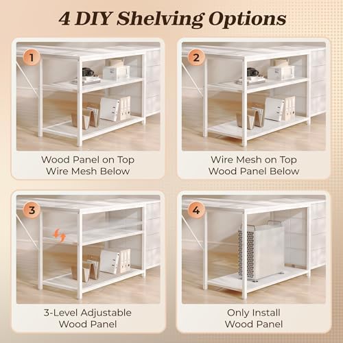 PRAISUN 53" L Shaped Desk with Power Outlets & 4 Drawers - Image 5