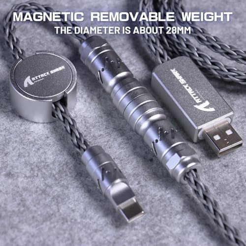 ATTACK SHARK C07 Custom Braided Aviator Cable with Light Up RGB-Gray - Image 2