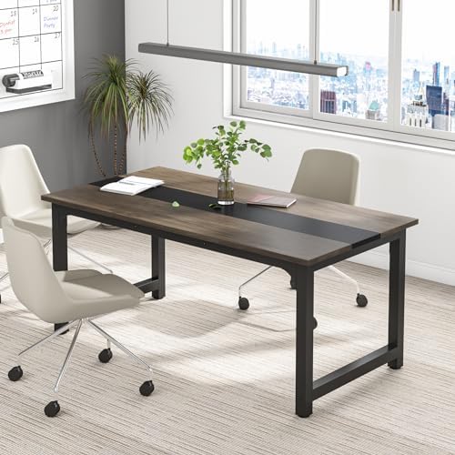 Tribesigns 63” Executive Desk, Large Office Computer Desk with Thicken Frame, Modern Simple Workstation Business Furniture for Home Office, Vintage Grey/Black - Image 4