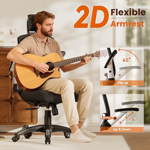 GABRYLLY Ergonomic Office Chair, High Back Home Desk Chair with Flip-Up Arms, 3D Headrest, 90-120° Tilt and Wide Cushion Seat, Big and Tall Computer Chairs for Man Woman, Mesh Chair -Midnight Cloud - Image 3