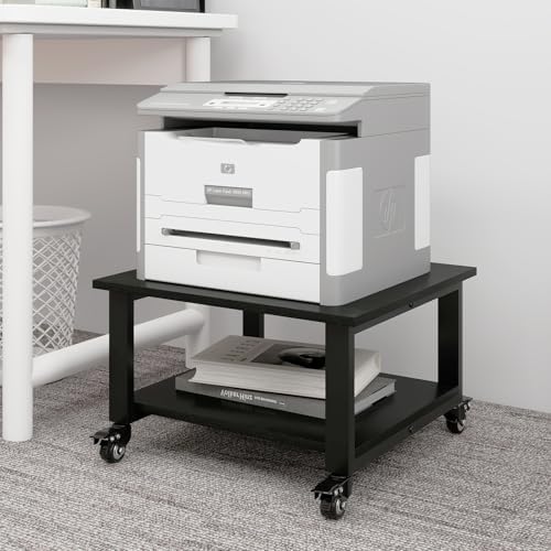 Natwind 2 Tier Laser Printer Stand,20''x20'' Under Desk Printer Cart, Black by Natwind