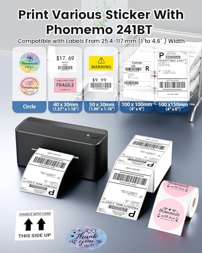 Phomemo 241BT Thermal Label Printer & Holder & 20Pcs Labels - Image 3