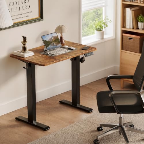 Claiks 35 x 20 Inch Rustic Brown Electric Standing Desk - Image 2