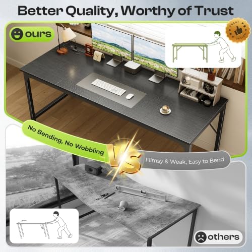 PRAISUN 70 x 24 Inch Computer Desk with Power Outlets & USB-C, Black - Image 5