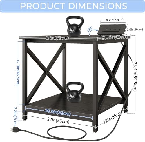 METYERRY 24"x23.6"Large Printer Stand with Power Outlet - Image 3