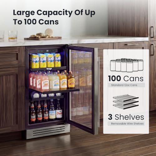 Yeego Beverage Refrigerator- 15 inch 100 Cans Beer Cooler with Glass Door - Image 3