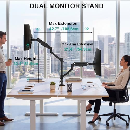 WALI Vertical Dual Monitor Mount for 13-40 inch Screens, up to 26.4 lbs - Image 3