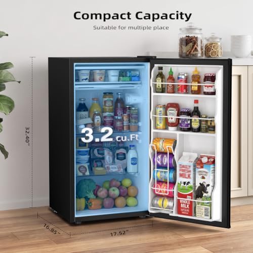Antarctic Star 3.2 Cu.Ft. Compact Refrigerator,Single Door Mini Fridge with Adjustable Thermostat,Low noise for Apartment,Dorm,Office,BLACK - Image 2