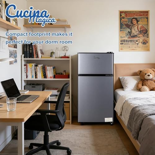 2.9 Cu.Ft Mini Fridge with Freezer, Compact Double Door Refrigerator - Image 3