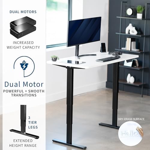 VIVO White Dry Erase 60 x 24 in Standing Desk, DESK-KIT-2B6WE - Image 4
