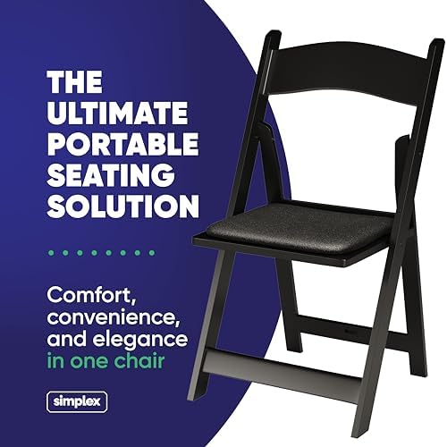 SIMPLEX 24 Black Resin Folding Chairs, Stackable Event & Party Chairs, 800 LB Weight Capacity, Indoor Outdoor - Image 3