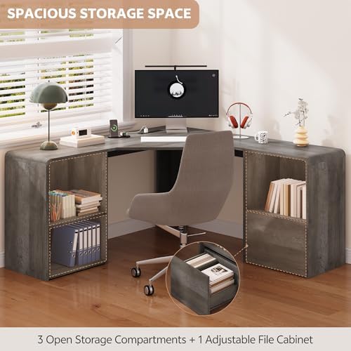 59'' Reversible L-Shaped Computer Desk, Grey - Image 6