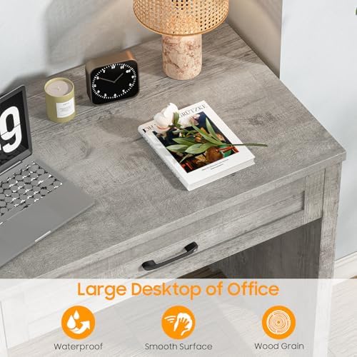 Halitaa Executive Desk with 3 Storage Drawers, Grey - Image 3