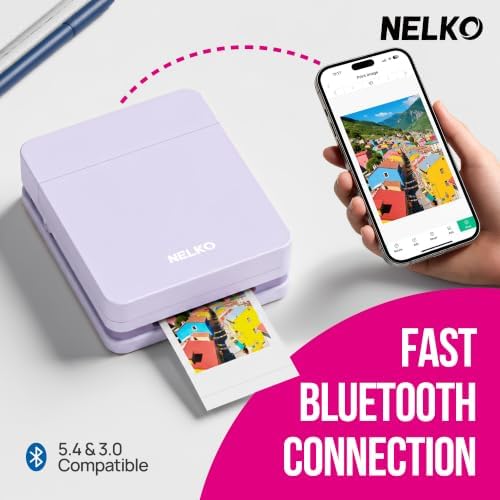 Nelko PP01 Photo Printer, 2x3 Portable Mini Printer with 100 Sheets, Purple - Image 5