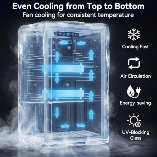 Tehanld 2.5 Cu.Ft Beverage Fridge, Glass Door Mini Fridge, Silver, 96 Can - Image 5