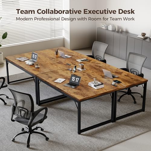 Mericonia 54 Inch Computer Desk with Power Outlets, 1.2" Thick Office Table - Image 6
